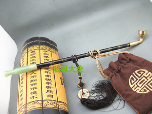 男士手工实木烟杆纯铜旱烟袋锅子玉石玛瑙烟嘴烟斗