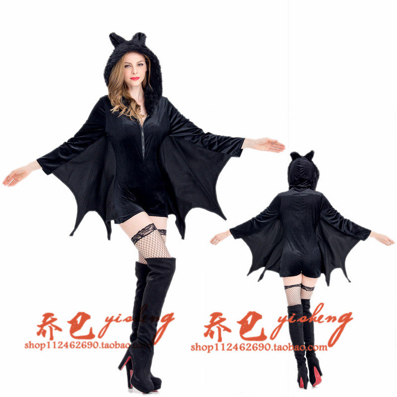 万圣节cos女装黑夜天使女恶魔cosplay服装化装舞会吸血鬼蝙蝠翅膀