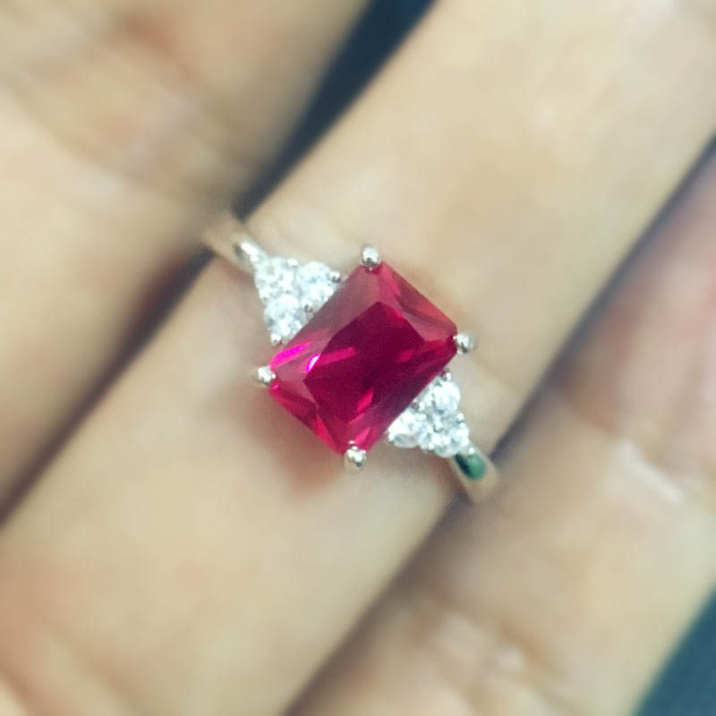 时尚饰品红宝石925纯银女士手工戒指 原创个性日韩版潮人创意礼物