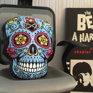 个性 异形OLDSCHOOL纹身靠垫 时尚 万圣节骷髅靠垫彩色骷髅