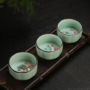 功夫茶具套装 龙泉青瓷盖碗工夫茶杯套装 陶瓷茶具鱼杯品茗杯特价