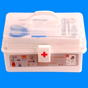 包邮家庭用医用保健箱小护士急救药箱内配工具医药塑料透明药盒