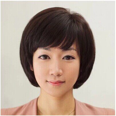 真发假发女短发中老年妈妈短直发中年女士全头套逼真波波头真人发