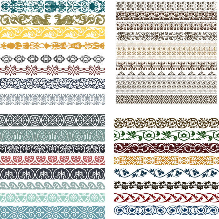 民族装饰花纹花边ai矢量素材 民族风传统元素花边纹理 设计素材