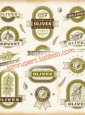 C5H10橄榄油商品设计包装标志贴标瓶盖子图标印刷矢量图片素材