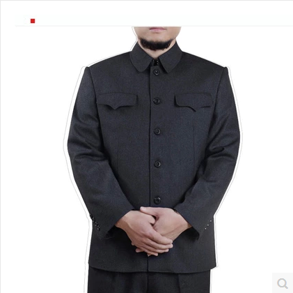 新款中山装套装 民族服装 中老年服装多口袋服饰 高档毛料套装男