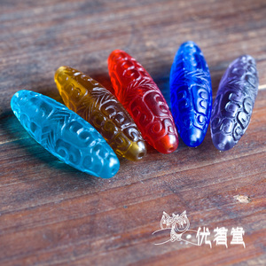 手工老琉璃 卷云纹 长勒子 吊坠 背云 老佛珠念珠 DIY配珠 40*12