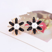 9.9 post Korean version of the classic temperament elegant diamonds painted flowers Korea earrings rings jewelry