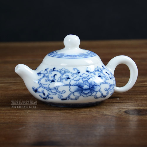 【雅诚】青花陶瓷高档半手工古韵大如意茶壶 高温瓷釉中彩泡茶壶 - 封面