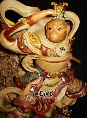 齐天大圣玄关摆件石湾陶瓷中式