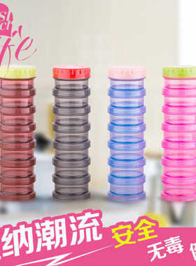 随身便携一周7格迷你密封分格小药盒 蛋白粉圆瓶子 保健品收纳盒