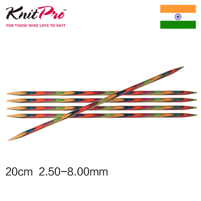 进口KnitPro彩木针短直针