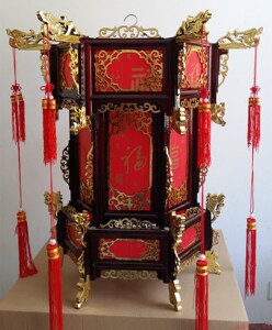 品涮金漆实木仿古宫灯六角红灯笼古典结婚喜庆木质东阳木雕吊灯装