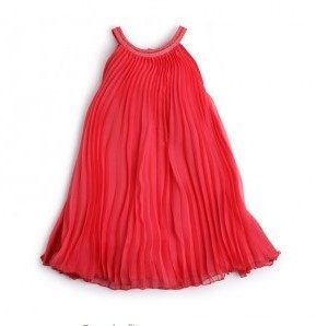 清货 法国童装外贸出口芭蕾R家红色女童风琴褶皱真丝连衣裙吊带裙