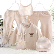 Đồ lót cotton sơ sinh màu cho bé Bộ đồ lót cotton cho bé Bộ quần áo mùa xuân và mùa thu mỏng phần 0-6 tháng - Quần áo lót