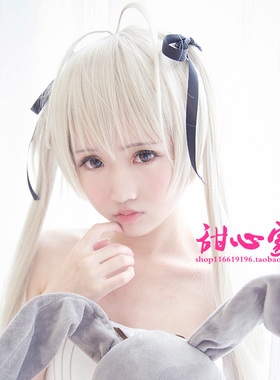 {甜心家}春日野穹cos假发缘之空穹妹奶金色包邮送黑色发带扎好