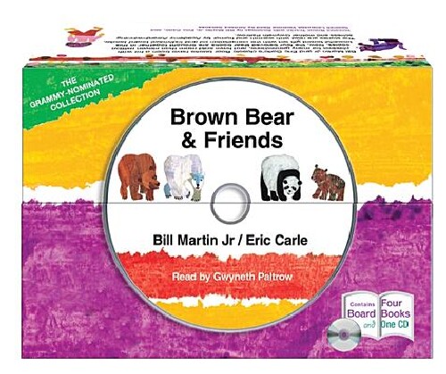 Eric Carle: Brown Bear & Friends [With CD (Audio)] 艾瑞·卡尔：棕熊系列四本套装 纸板书+CD 格温妮丝·帕特洛朗读