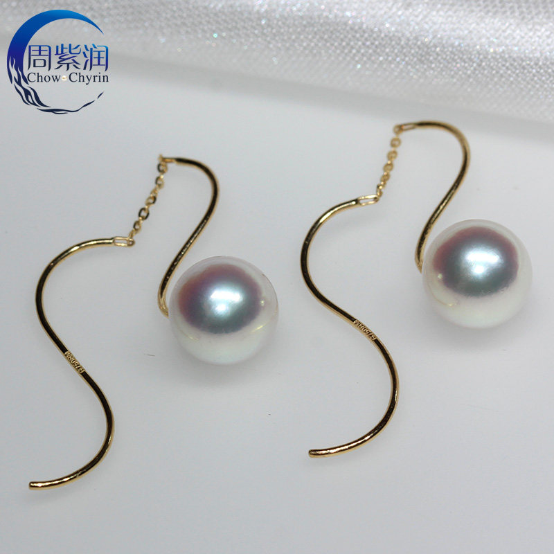 Zhouzirun Japanese imports Akoya natural Seawater Pearl Earrings 18K Earrings Ear line new pattern quality goodsin the Jewelry/Diamond/Jade/Gold , Natural pearls (New) , Earring  category - from Buy2taobao.com to provide professional Taobao agent buy service