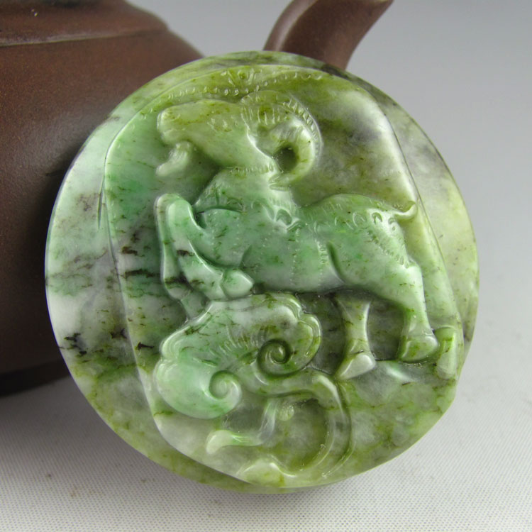 送鉴定证书独山玉羊皮带扣腰带扣男款玉石腰挂件生肖羊腰牌腰佩饰