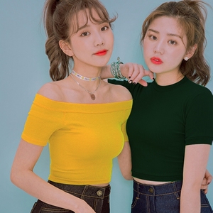 性感一字领纯棉T恤