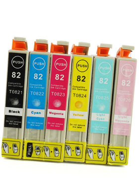 WonderTec兼容爱普生R270墨盒 EPSONR290墨盒 R390 RX590 T0821墨盒 RX6900 T50 T59打印机墨盒082N黑色 彩色