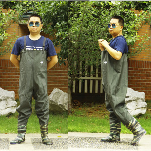 加厚半身下水裤防水服连体捕鱼