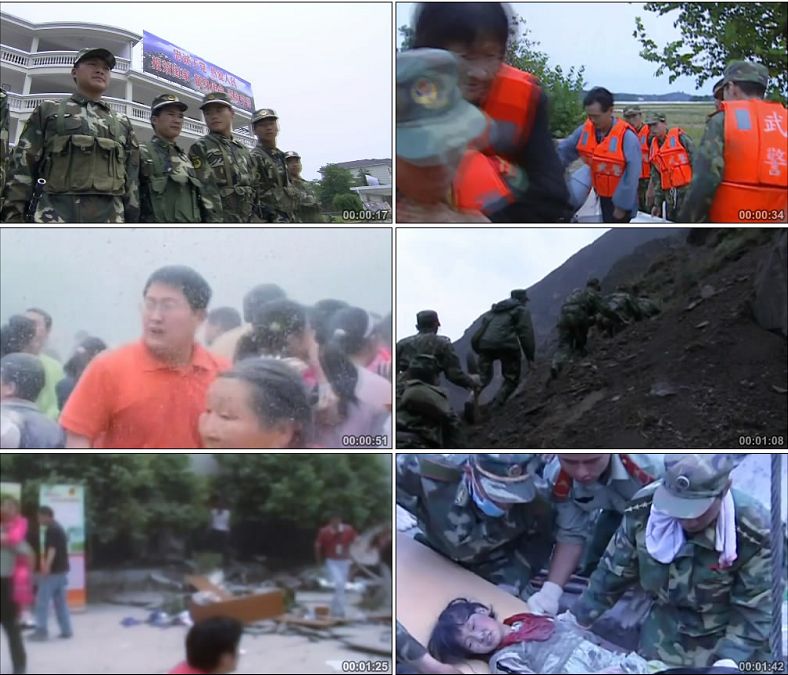 中国人民军队汶川地震抗震抗洪雪灾救灾/实拍视频素材