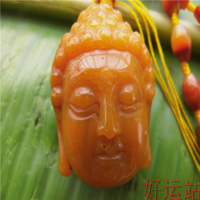 促销云南黄龙玉佛头吊坠玉石挂件黄蜡石项链手工籽料玉佩收藏