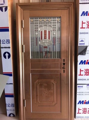 新款直销镀钛玫瑰金不锈钢单元门 进户门 防盗门 豪华小区大门