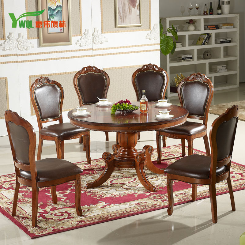 European style solid wood circular dining table and chair oak table high-grade luxury turntable table Table 1/1.2 ricein the Residential furniture , Tables , Dining table  category - from Buy2taobao.com to provide professional Taobao agent buy service