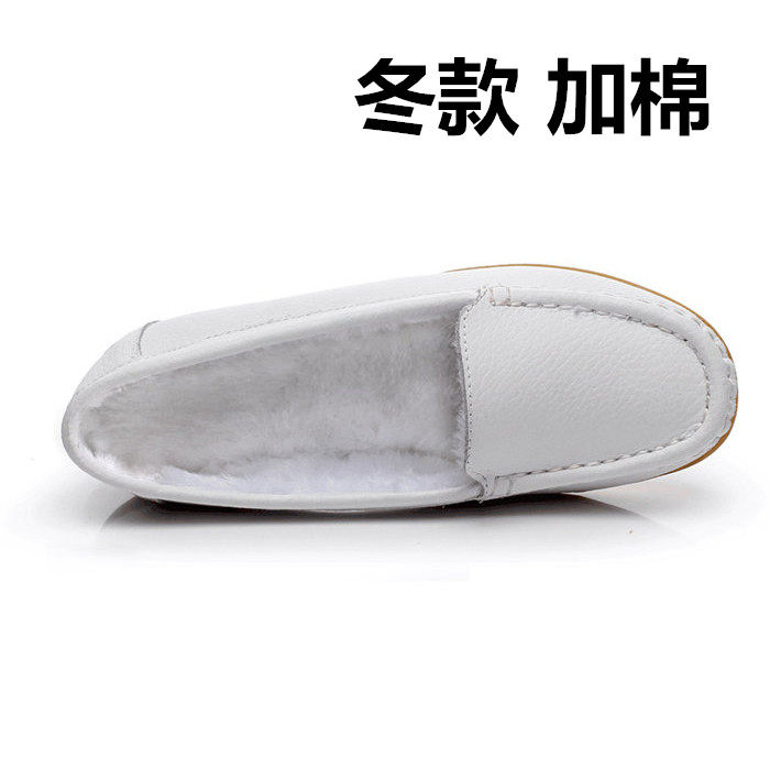 大码加绒白色护士鞋棉鞋冬季平底防滑工作鞋妈妈鞋保暖男护士鞋子