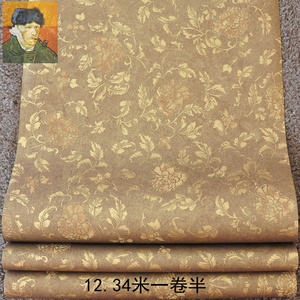【现货】进口北美蓝山壁纸美式乡村墙纸复古金碎花背景尾货正品