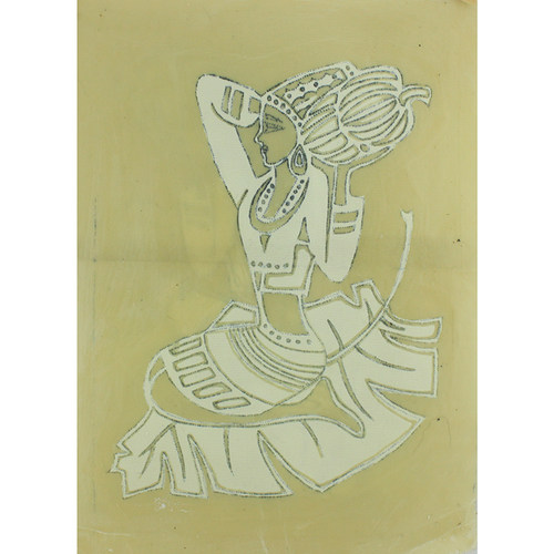 贵州苗族布依族古法手工蜡染画芭蕉女蜡染半成品为浸染供学习参考