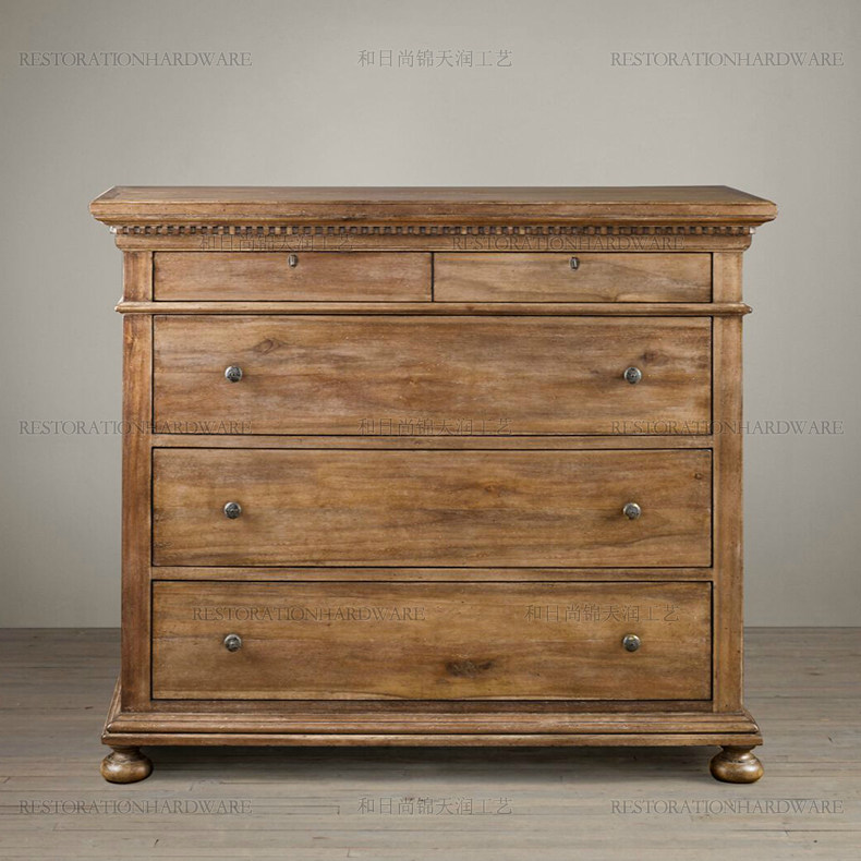 美式乡村纯实木斗柜圣詹姆斯五抽屉柜欧式复古储藏柜北美黑胡桃木