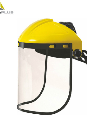 代尔塔101304PC防化防冲击面屏黄色半盔式头戴防护屏工业防护