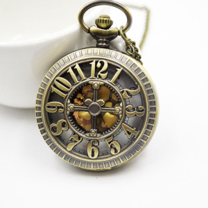 电子怀表仿机械镂空大号十二星座男女士儿童项链表复古翻盖吊坠