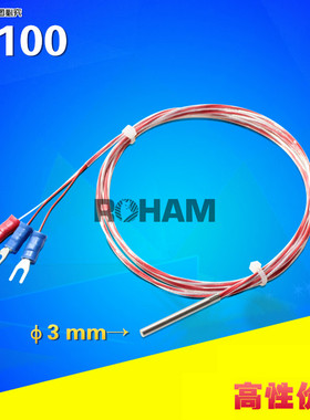 ROHAM铂热电阻pt100热电阻测温度传感器细3mm温度探头RH-8088