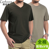 t恤男士 纯棉圆领纯色V领宽松中老年男t恤夏季 打底衫 短袖 纯棉汗衫