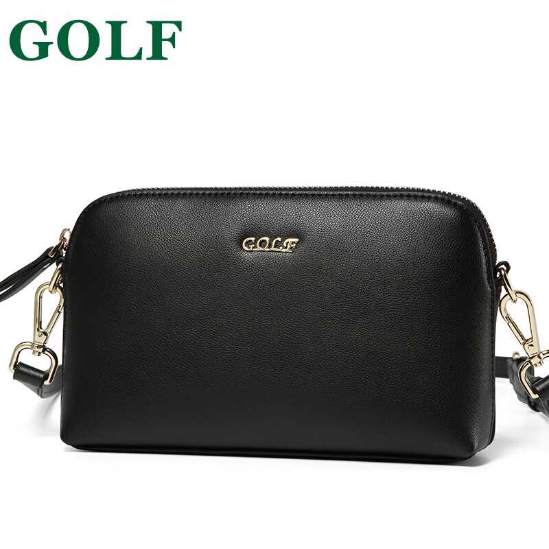 高尔夫GOLF精选优质耐磨牛皮女士斜跨单肩包优雅简约纯色女款手