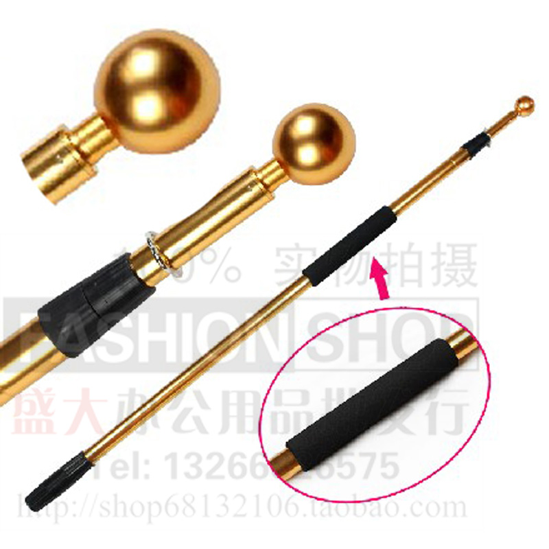 豪华铝合金3米手摇旗杆金色伸缩旗杆国旗杆子导游不锈钢旗座高档