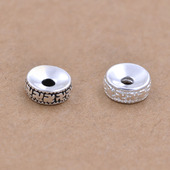 隔珠扁珠 S925纯银泰银 卍字万字车轮珠 佛珠水晶手串手链隔片