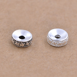 佛珠水晶手串手链隔片 隔珠扁珠 S925纯银泰银 卍字万字车轮珠