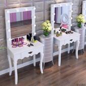 长款 烤漆卧室梳妆台影楼梳妆台带灯化妆桌化妆镜理发镜 双人位欧式