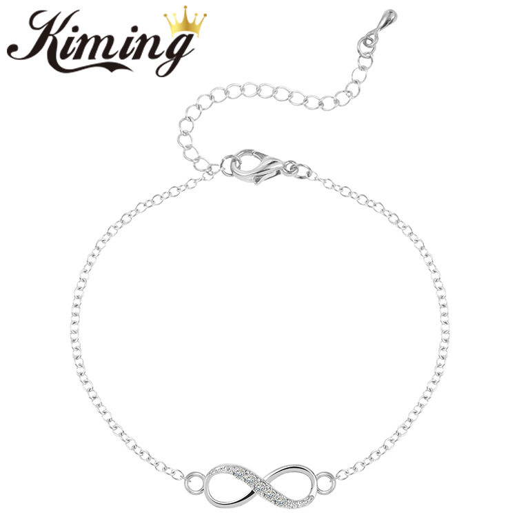 kiming阿拉伯数字8字镶水钻吊坠无限的爱手链手镯爆款外贸供货