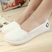 护士小白鞋 透气帆布鞋 懒人鞋 夏季 豆豆鞋 低帮平底鞋 一脚蹬单鞋 韩版