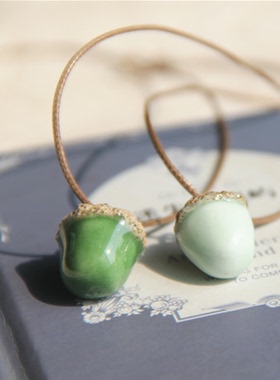 陶瓷松果挂饰品短款文艺风吊坠