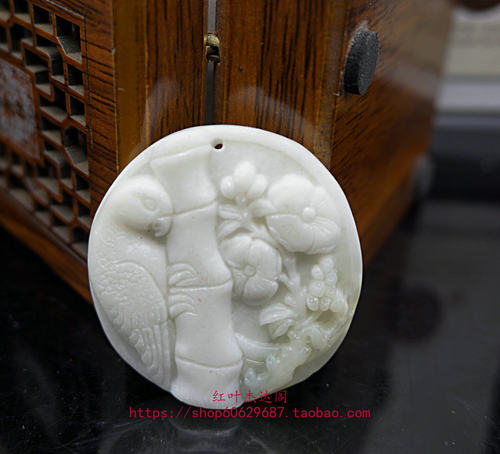 天然玉石陕西蓝田玉喜上眉梢汽车吊坠 喜上眉梢汽车挂件吊坠 喜鹊