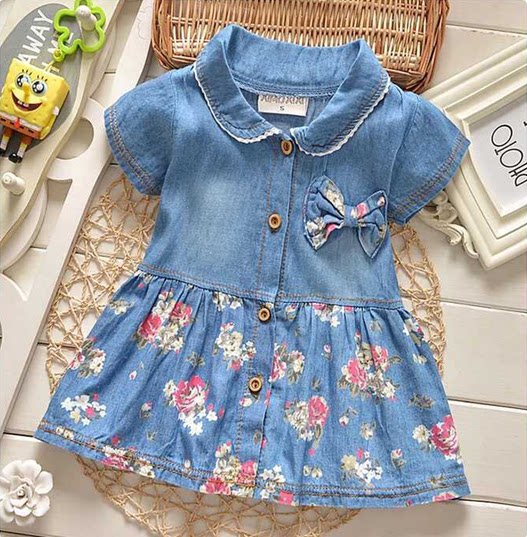 2026新款夏季新款软童装女童儿童牛仔碎花连衣裙婴幼儿小童裙衣服
