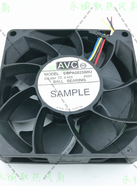 原装AVC DBPA0825B8U 48V 0.42A 8025 4线PWM加压 交换机散热风扇