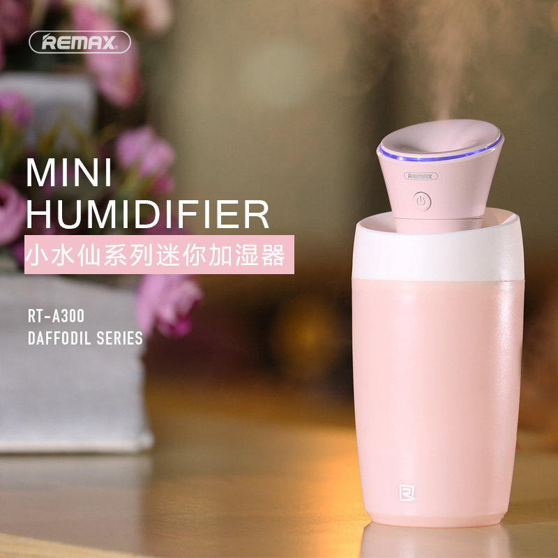 REMAX小水仙加湿器家用静音卧室空气净化器家用办公室USB迷你喷雾